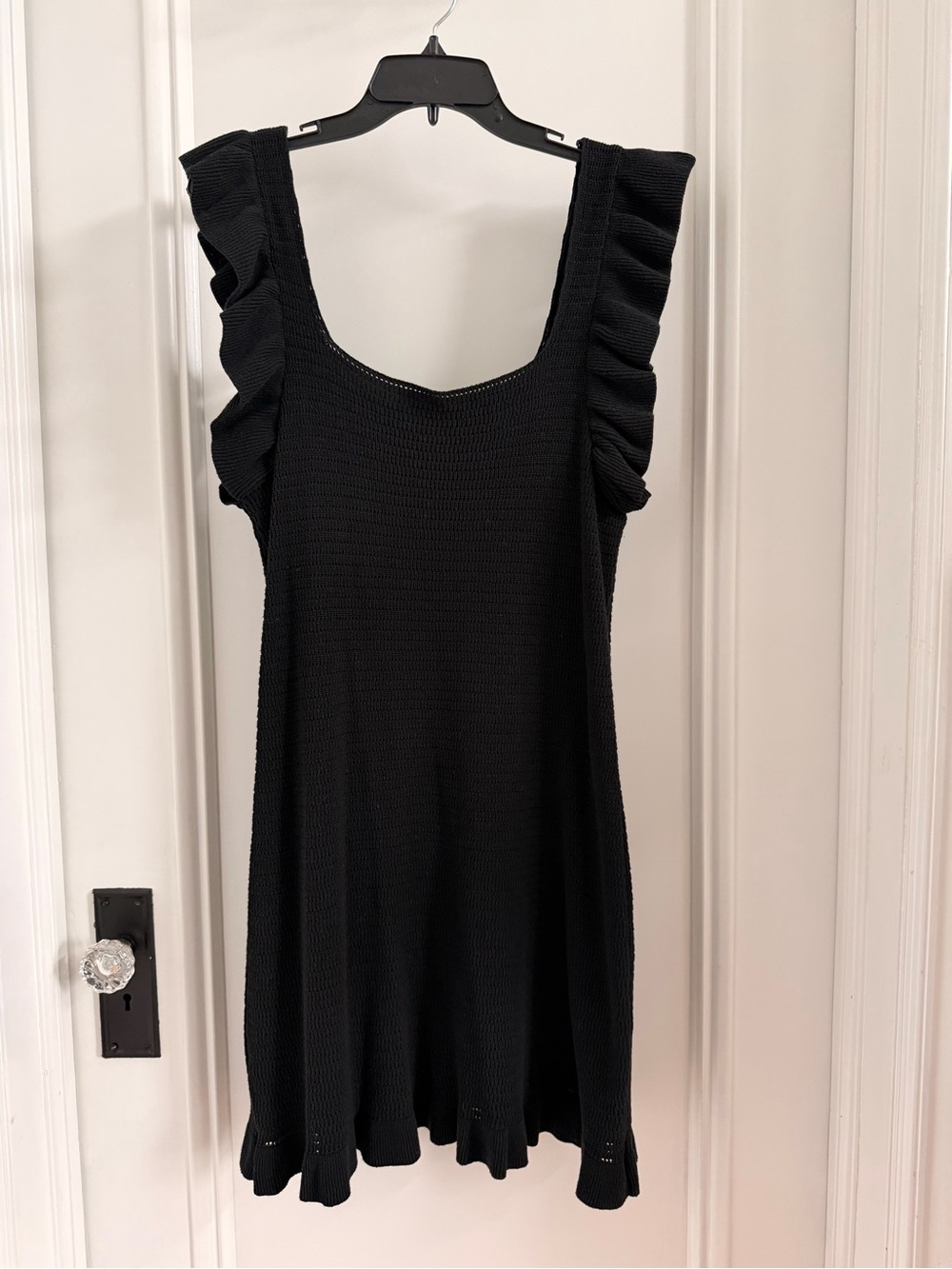 Anthropologie Black Ruffle Strap Knit Dress